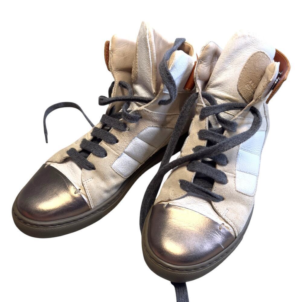 Brunello Cucinelli High Top Sneakers Shoes Leather Suede Size Women’s 37 US 7 - Picture 6 of 16